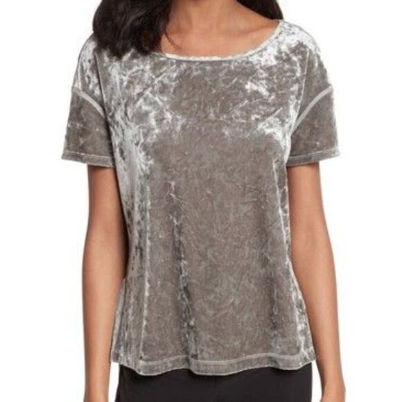 Rebecca Minkoff Gray Velvet Short Sleeve Tee - Picture 4 of 11